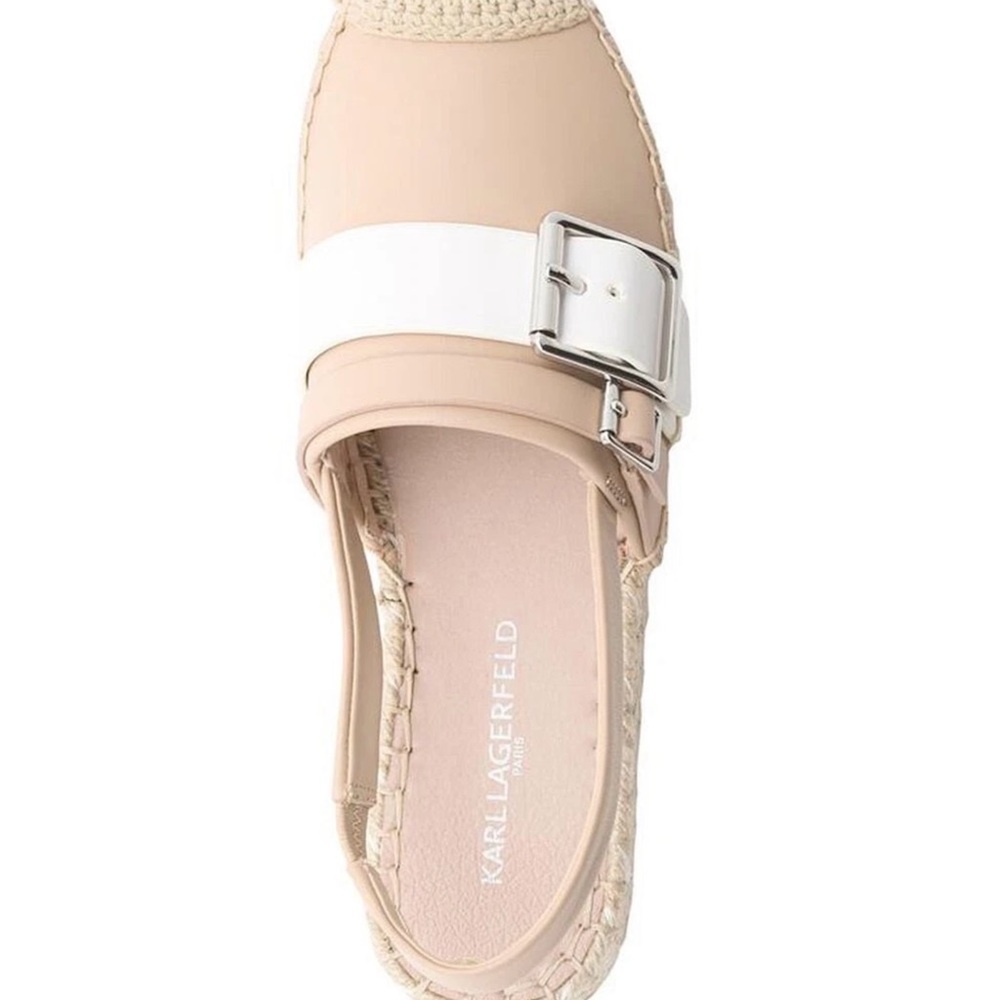 Karl Lagerfeld Nude & White Alexi Leather Slingback Espadrilles Sandals - Picture 3 of 10